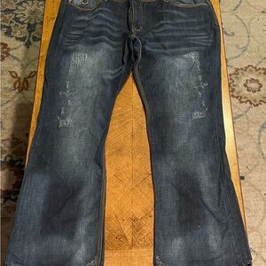 Men's Relaxed Fit Distressed Jeans - Dark Blue